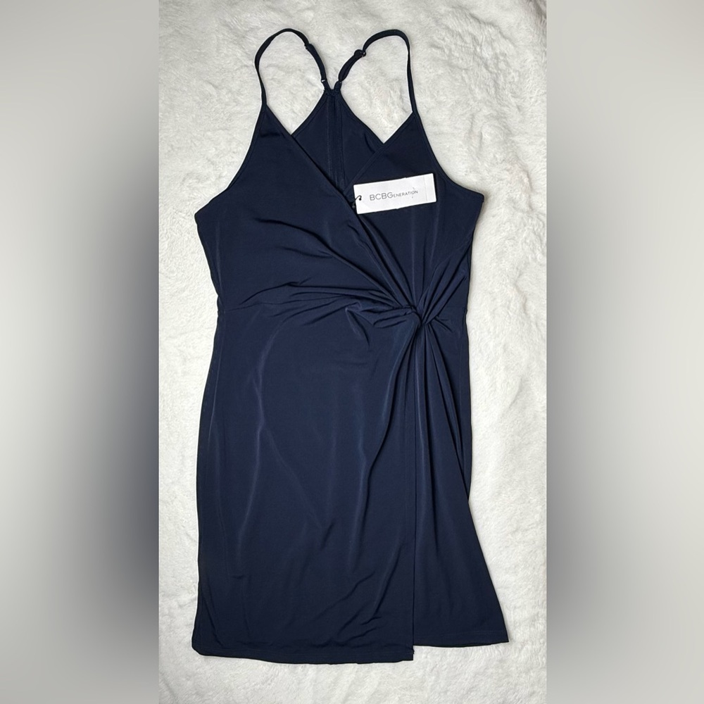 🆕 BCBGeneration Navy V-Neck Twist-Front Mini Dress - Picture 13 of 13